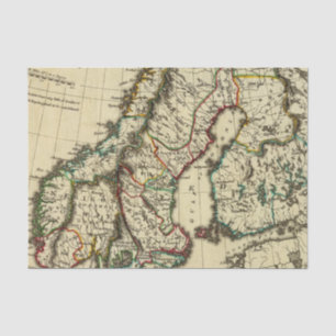 Sweden, Denmark, Norway with boundaries outlined Tissue Paper