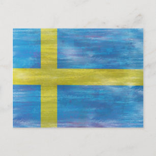Sweden distressed Swedish flag Postcard