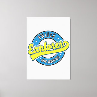 Sweden Explorer into Adventure logo. Canvas Print