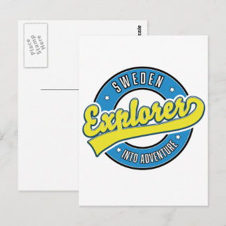 Sweden Explorer into Adventure logo. Postcard