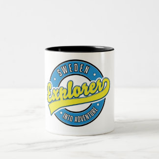 Sweden Explorer into Adventure logo. Two-Tone Coffee Mug