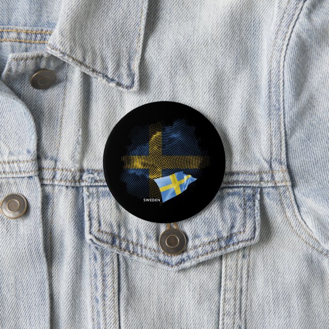 Sweden flag 7.5 cm round badge (In Situ)