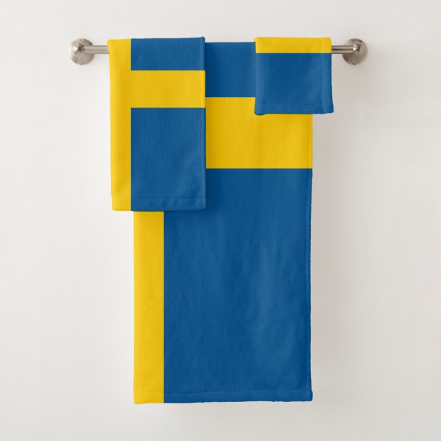 Sweden Flag Bath Towel Set (Insitu)