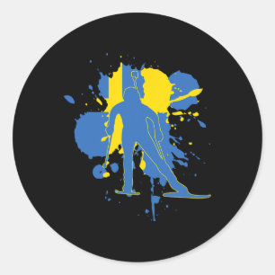 Sweden Flag Biathlonist - Swedish Biathlon 1  Classic Round Sticker