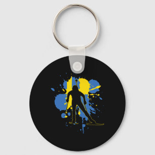 Sweden Flag Biathlonist - Swedish Biathlon Key Ring