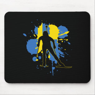 Sweden Flag Biathlonist - Swedish Biathlon Mouse Mat