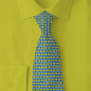 Sweden Flag Brick Pattern Tie