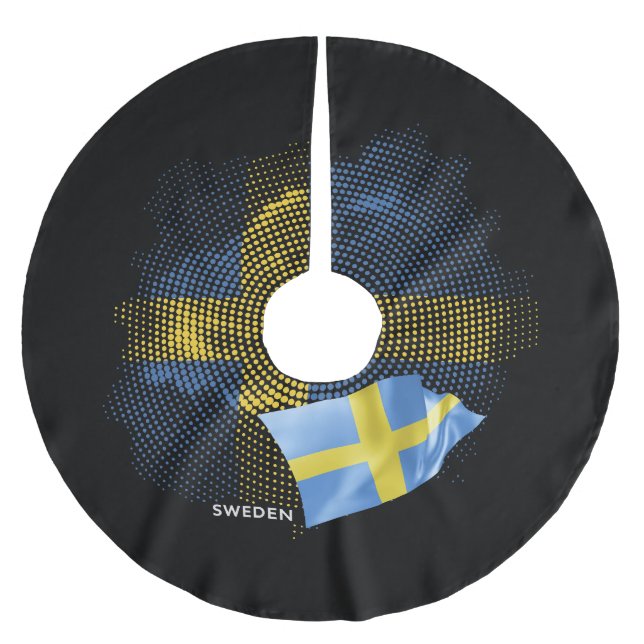 Sweden flag brushed polyester tree skirt (Front)