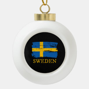 Sweden Flag Ceramic Ball Christmas Ornament