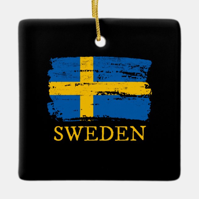 Sweden Flag Ceramic Ornament (Front)