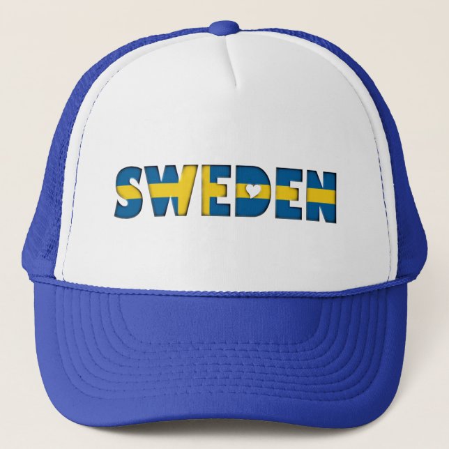 Sweden Flag Colours Typography Trucker Hat (Front)