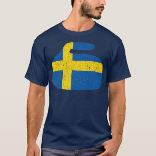 Sweden Flag Curling Rock Swedish Curling Premium T-Shirt