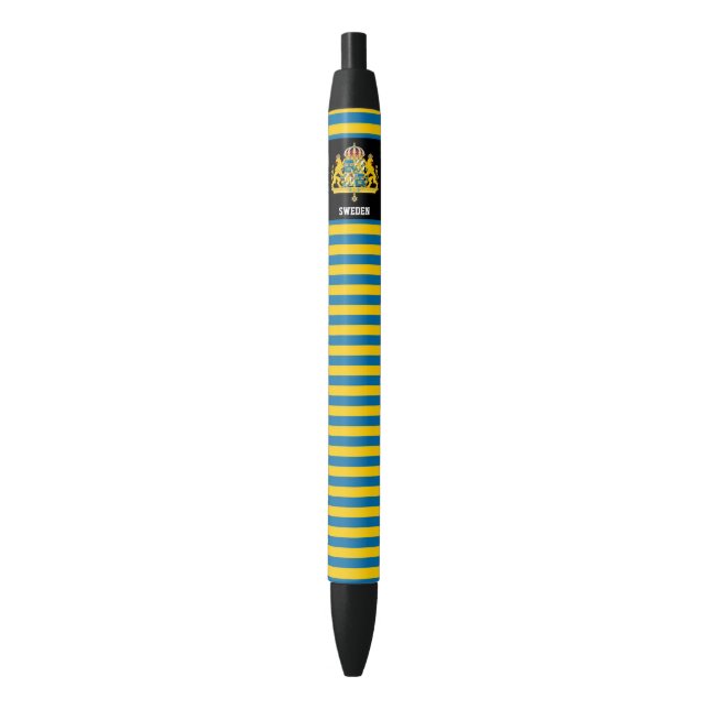 Sweden Flag Cute Patriotic Black Ink Pen (Front Vertical)