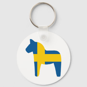 Sweden Flag Dala Horse Key Ring