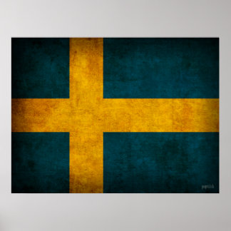 Sweden Flag Distressed Poster Print