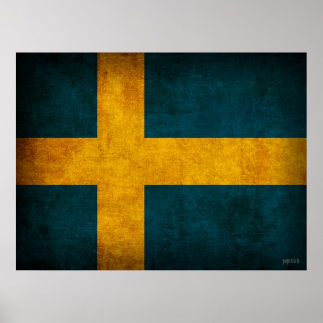 Sweden Flag Distressed Poster Print (Front)