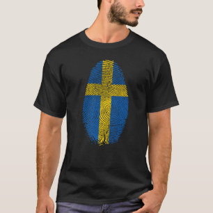 Sweden Flag Fingerprint It Is In My Dna Swedish P T-Shirt