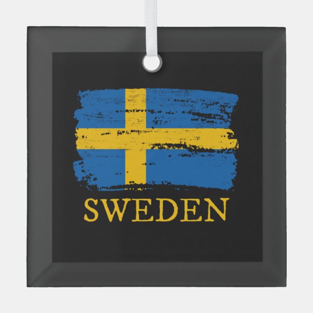 Sweden Flag Glass Tree Decoration (Front)