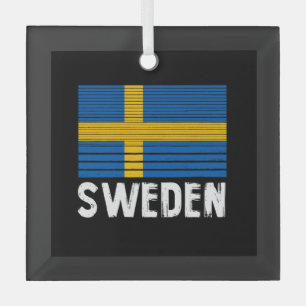 Sweden Flag Glass Tree Decoration