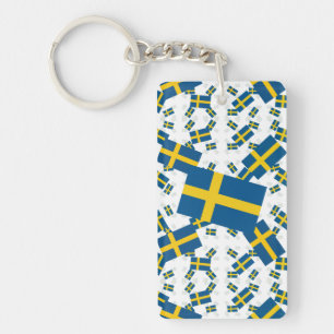 Sweden Flag in Multiple Layers Askew Key Ring