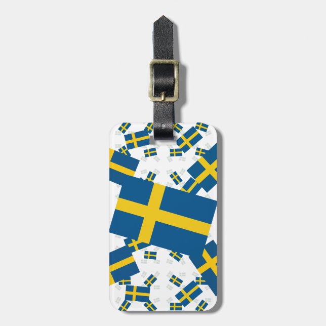 Sweden Flag in Multiple Layers Askew Luggage Tag (Front Vertical)
