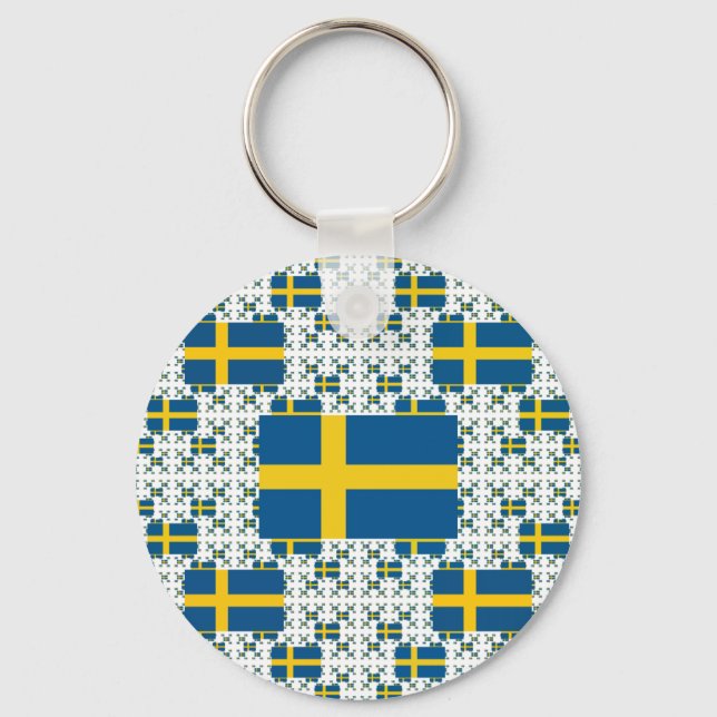Sweden Flag in Multiple Layers Key Ring (Front)