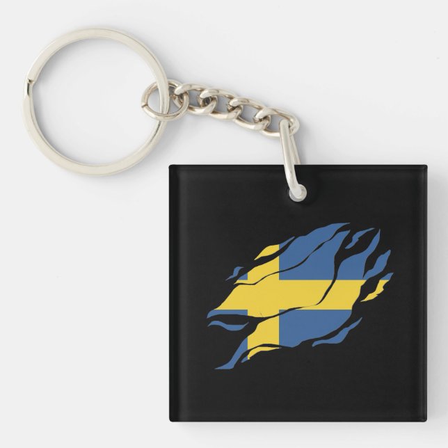 Sweden Flag Inside Me,Sverige inside Claw Mark Key Ring (Front)
