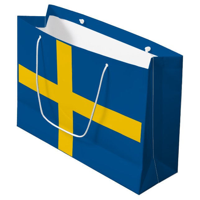 Sweden Flag Large Gift Bag (Front Angled)