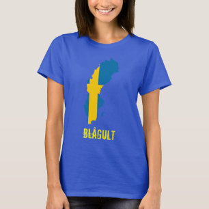 Sweden Flag Map Blågult T-Shirt