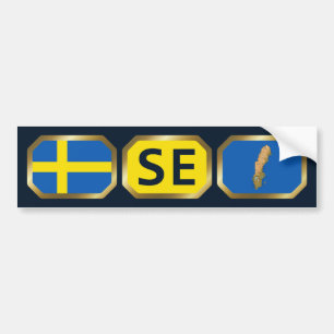 Sweden Flag Map Code Bumper Sticker