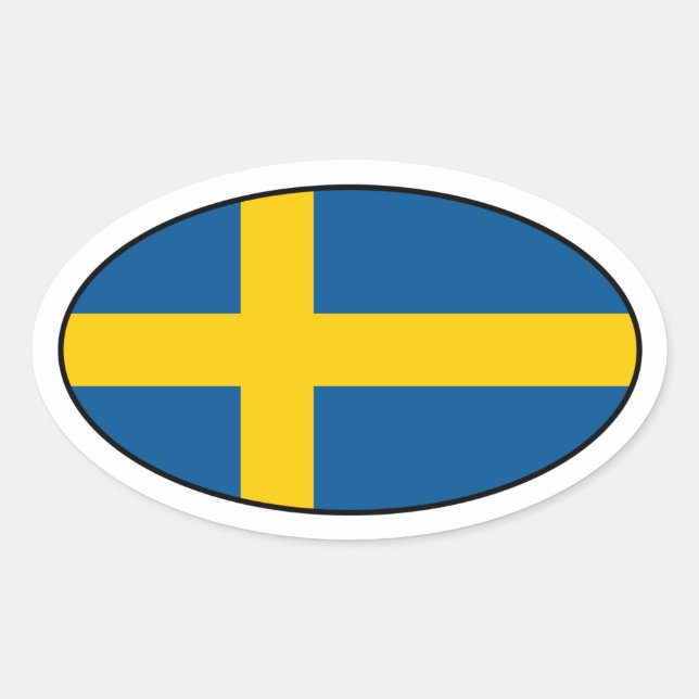 Sweden Flag Oval Sticker (Front)