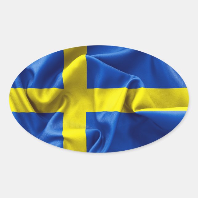Sweden Flag Oval Sticker (Front)