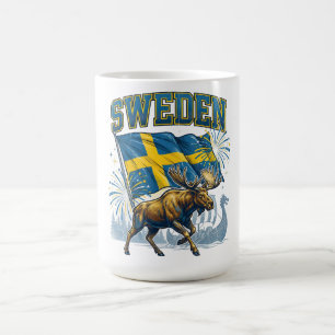 Sweden Flag Patriotic Moose Viking Celebration Coffee Mug