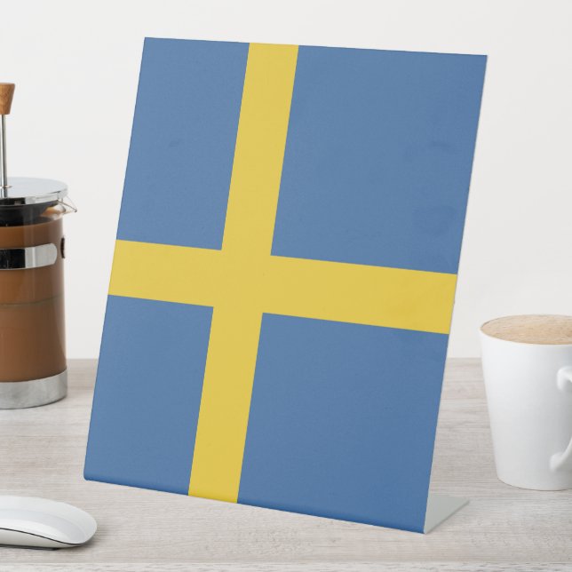 Sweden flag pedestal sign (In SItu)