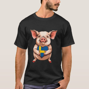 Sweden Flag Pig Heart Sverige Swedish Roots Swedis T-Shirt