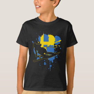 Sweden Flag Skier - Swedish Alpine Skiing T-Shirt