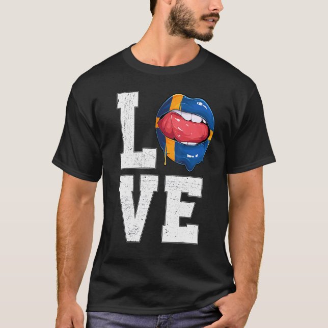 Sweden Flag Soccer Fan Love Swede T-Shirt (Front)