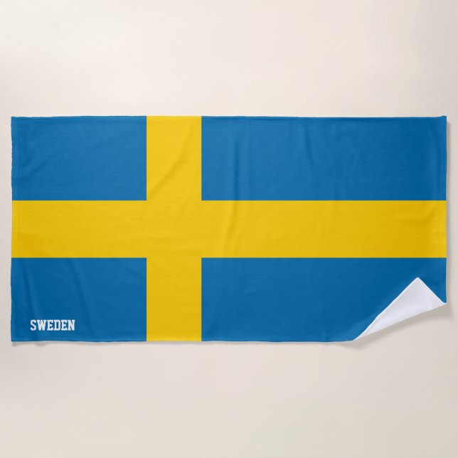 Sweden Flag Splendid Patriotic Beach Towel (Front)