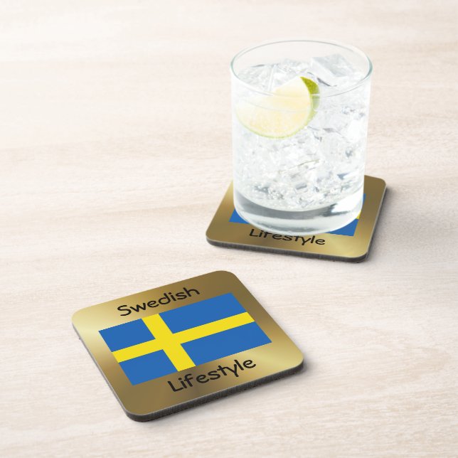 Sweden Flag+Text Coaster (Right Side)