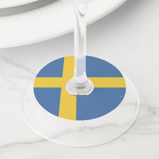 Sweden flag wine glass tag (Close Up)