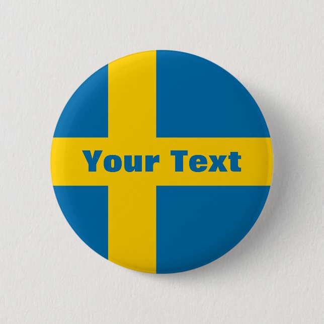 Sweden Flag Your Text Button (Front)
