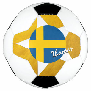 Sweden Football & Gold Swedish Flag