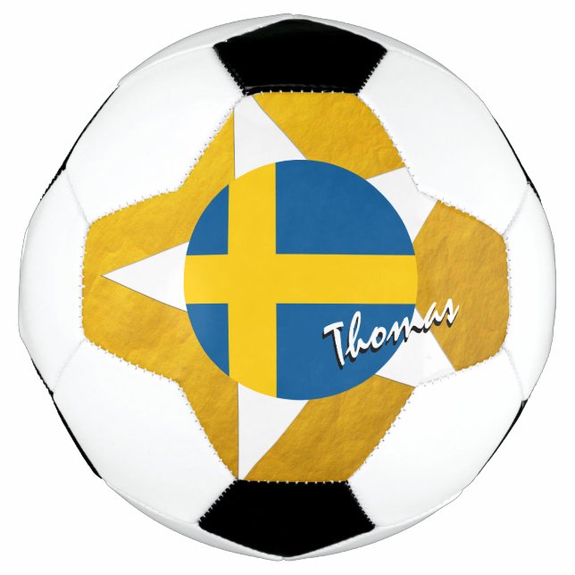 Sweden Football & Gold Swedish Flag (Front)