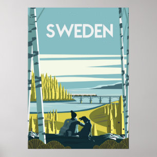 Sweden Forest Nature  travel poster  vintage