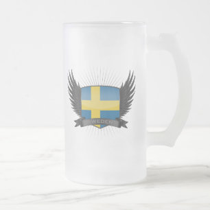 SWEDEN FROSTED GLASS BEER MUG
