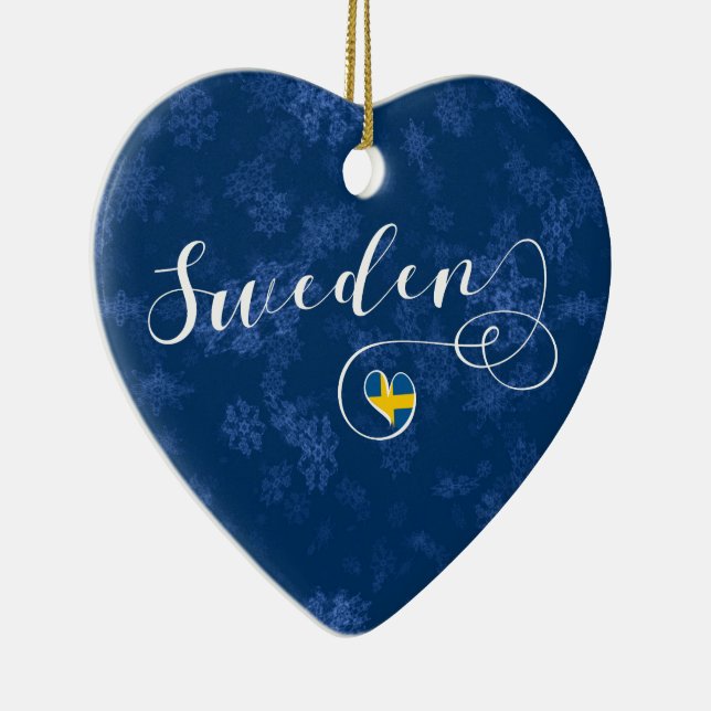 Sweden Heart, Christmas Tree Ornament, Swedish Ceramic Tree Decoration (Right)