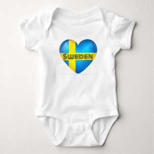 Sweden Heart Flag Baby Bodysuit