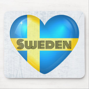 Sweden Heart Flag Mouse Mat