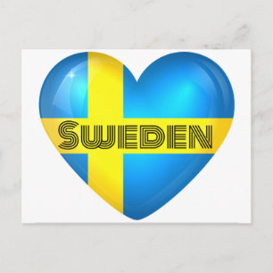 Sweden Heart Flag Postcard