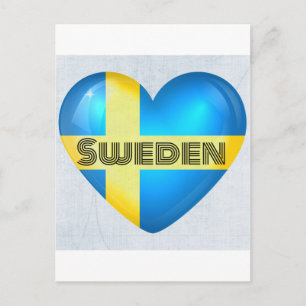 Sweden Heart Flag Postcard
